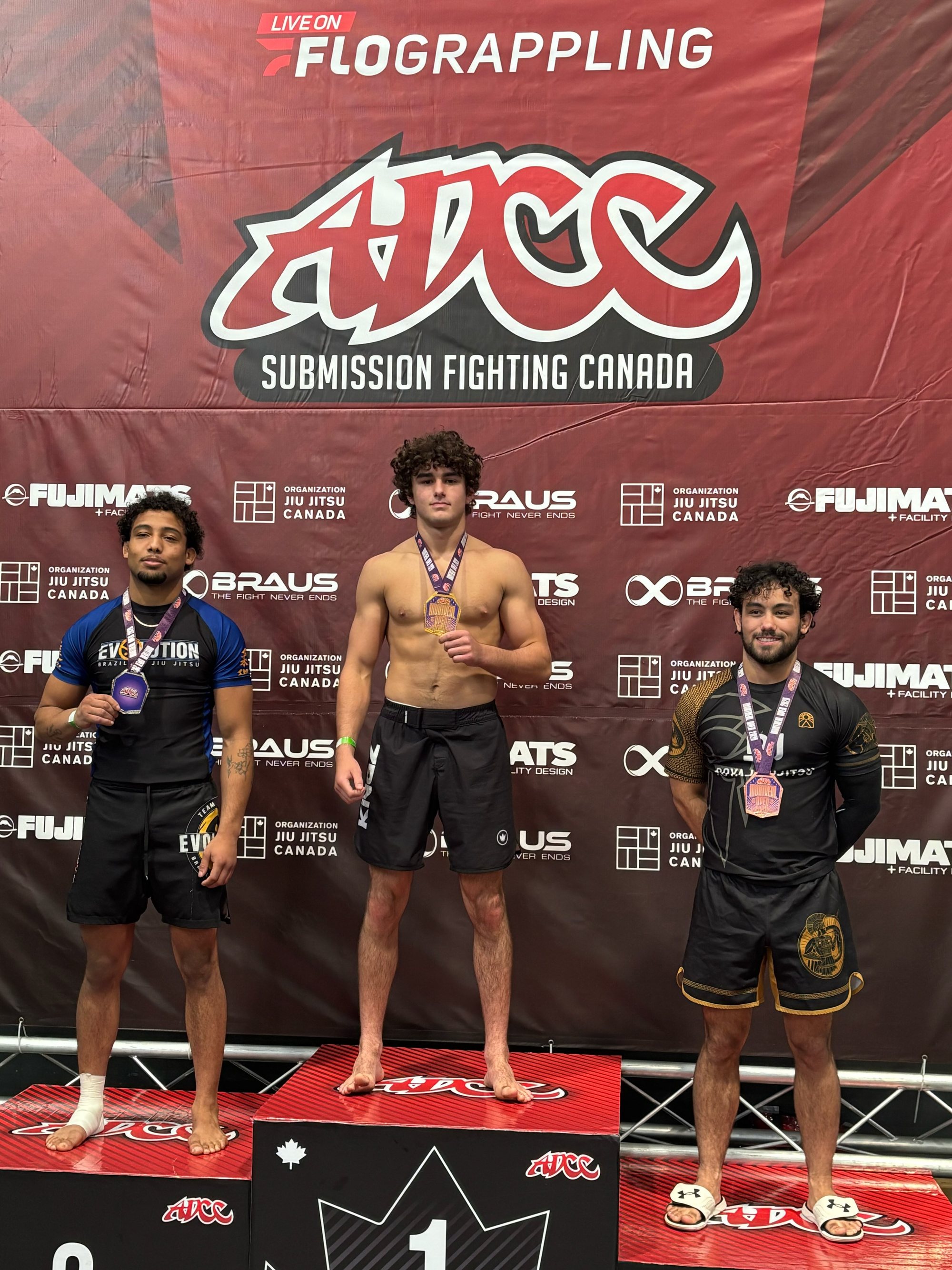 Le podium des -76 kg à l'ADCC Montréal Open