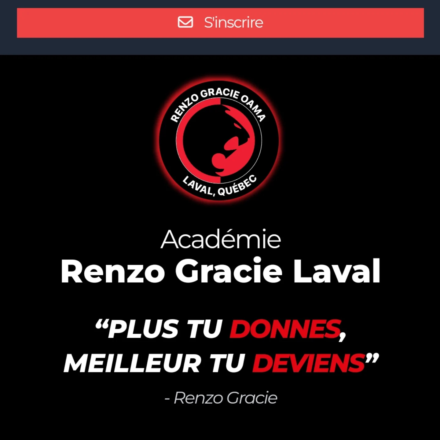 Imagen en francés con el logo de la academia y la misma frase de Renzo Gracie
