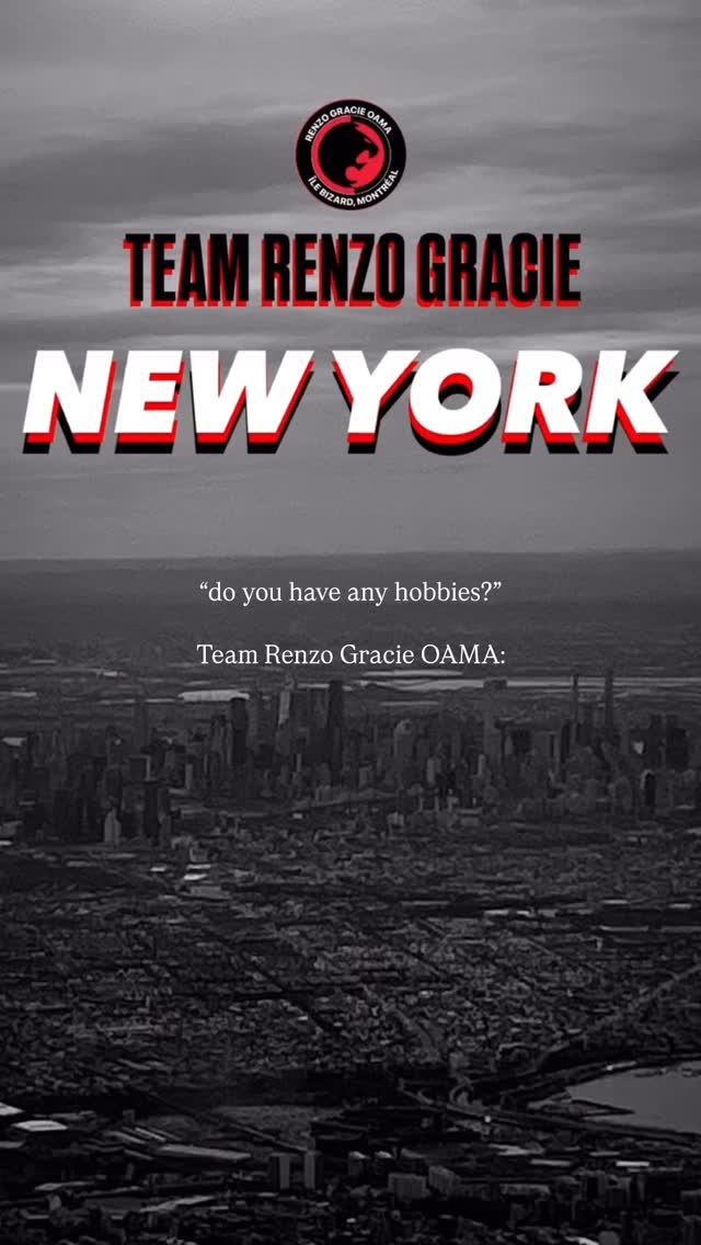 Título Team Renzo Gracie New York sobre uma vista da cidade em preto e branco